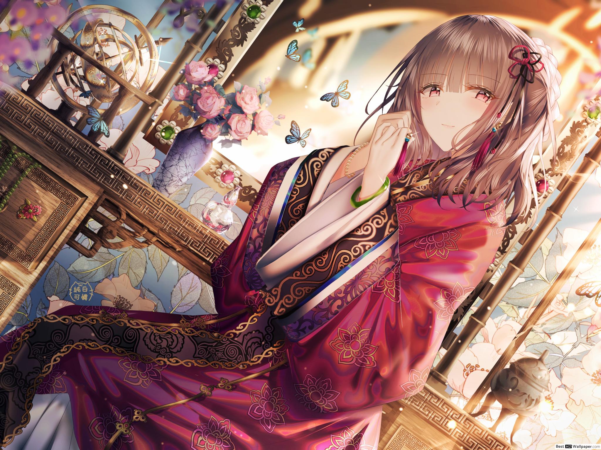 Traditional Anime Girl Chinese Dress Wallpaper