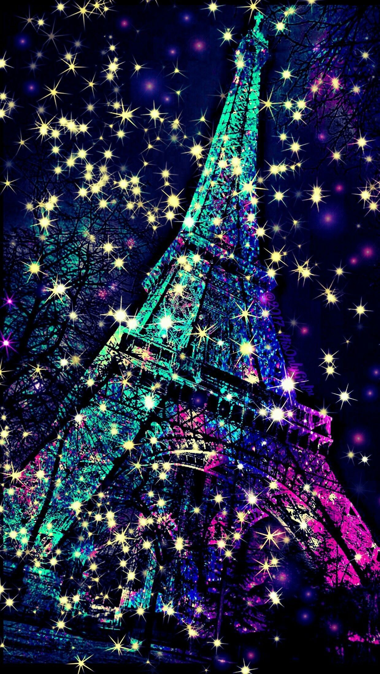 1239x Eiffel Tower Sparkle Galaxy Wallpaper I Home
