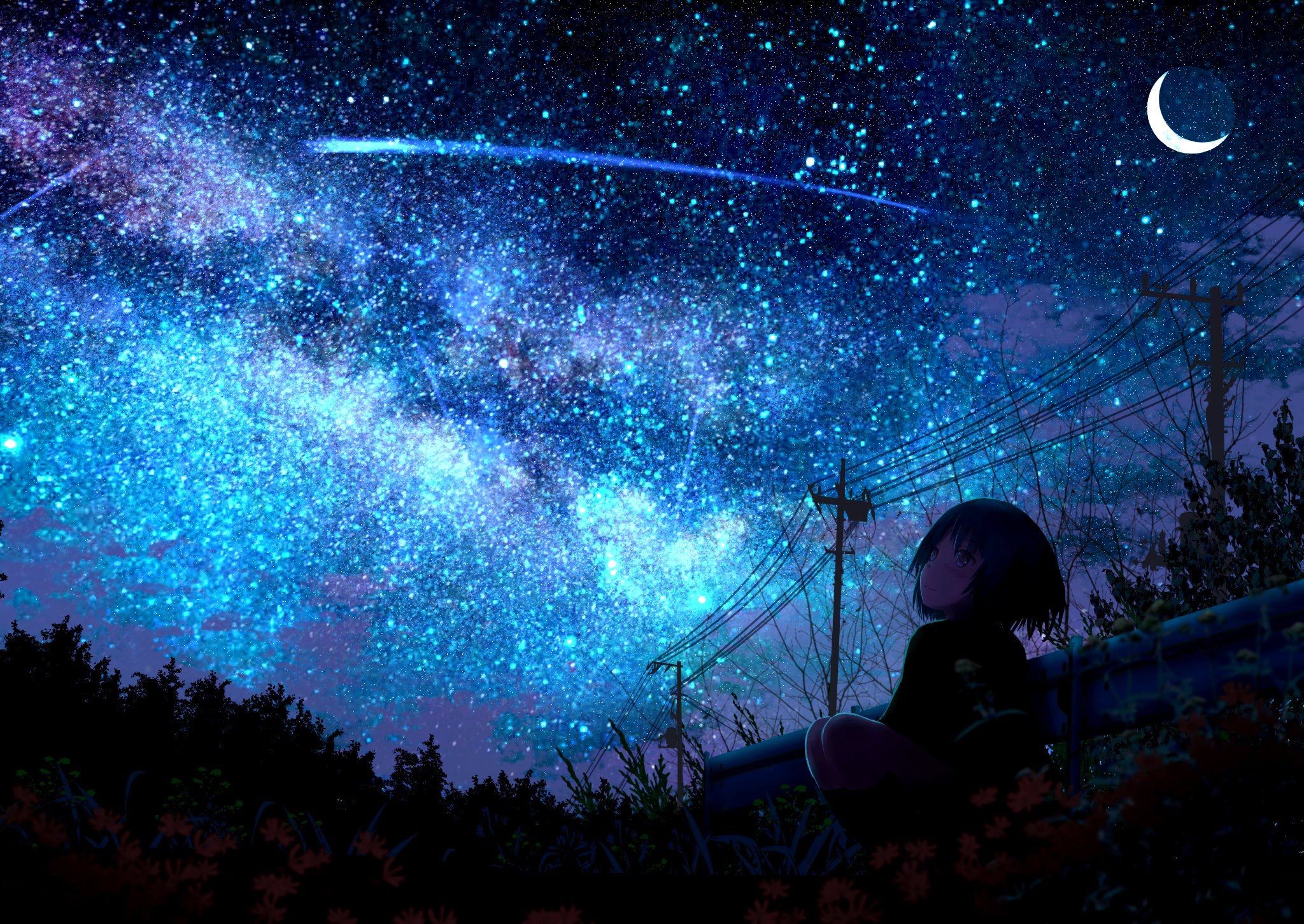 24++ Universe Galaxy Anime Girl Wallpaper
