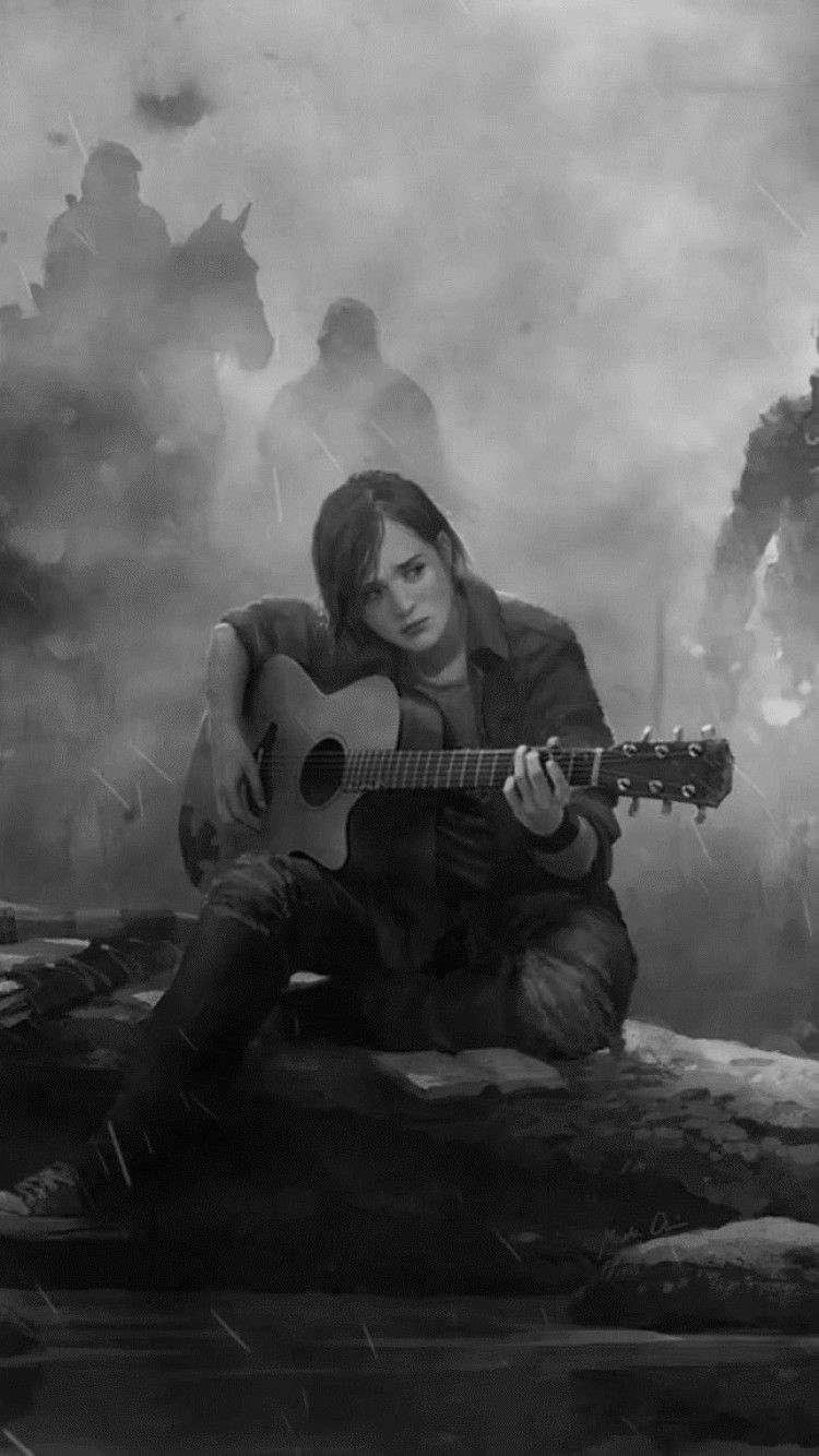 Ellie The Last Of Us Part 2 Guitar Monochrome iPhone 6