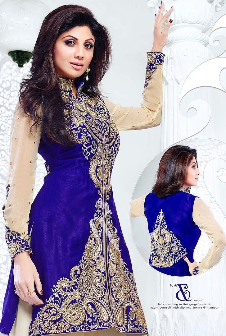 HD wallpaper: Shilpa Shetty In Blue Dress