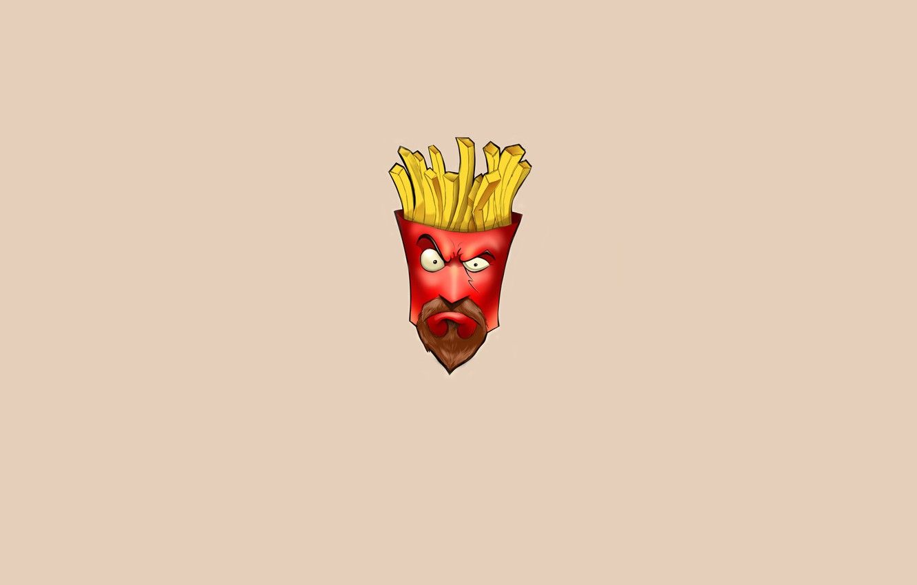Wallpaper minimalism, Aqua Teen Hunger Force, Fry, Frylock, fries