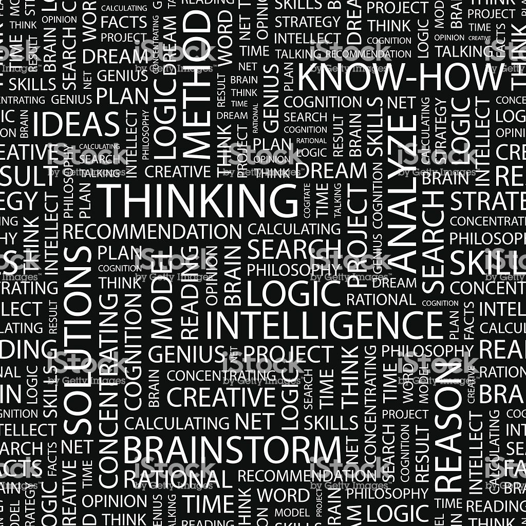 Black And White Thinking Words Word Cloud Stock Illustration