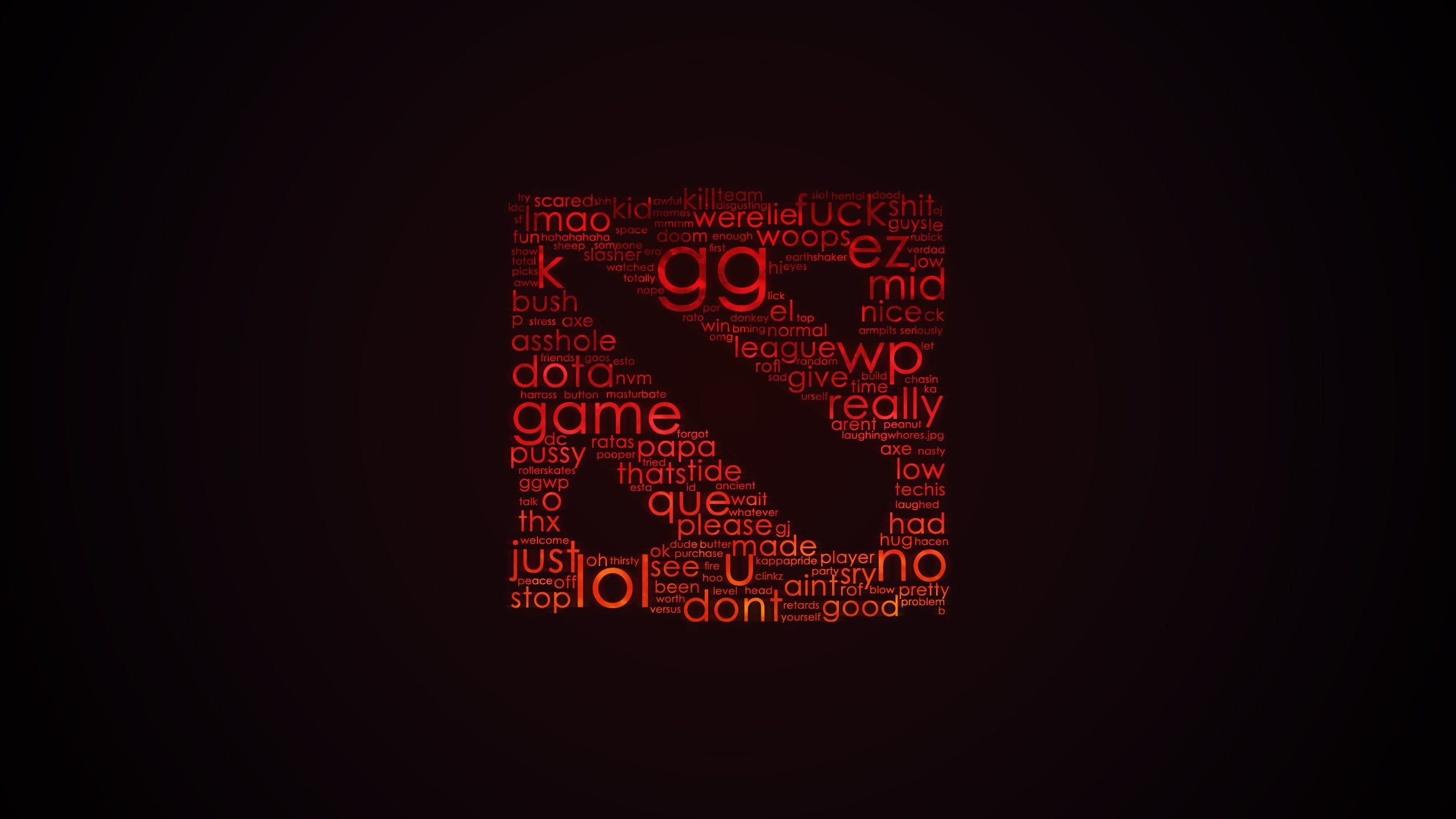 Dota 2 logo made from all chat word cloud