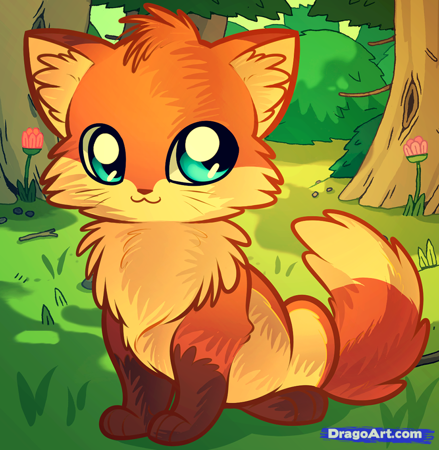 cute baby fox anime