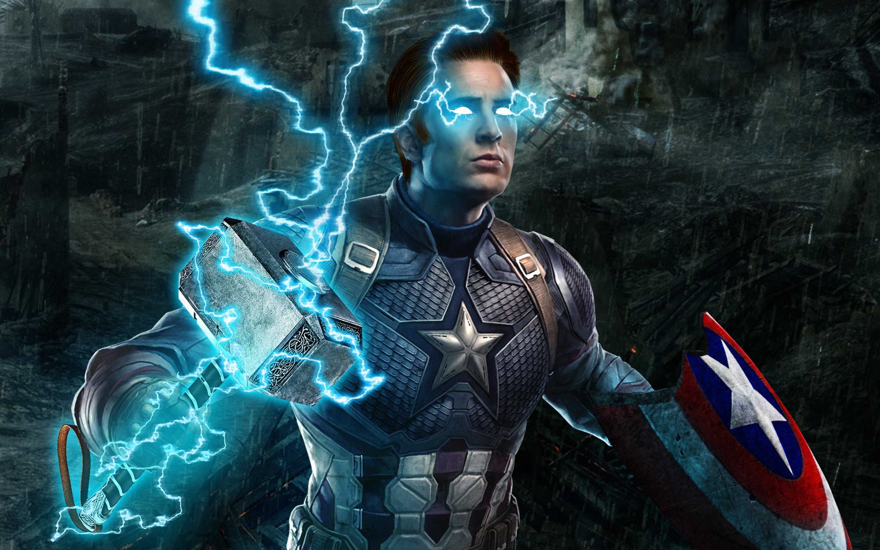 Captain America Mjolnir Avengers Endgame 4K HD Wallpaper (2880x1800)
