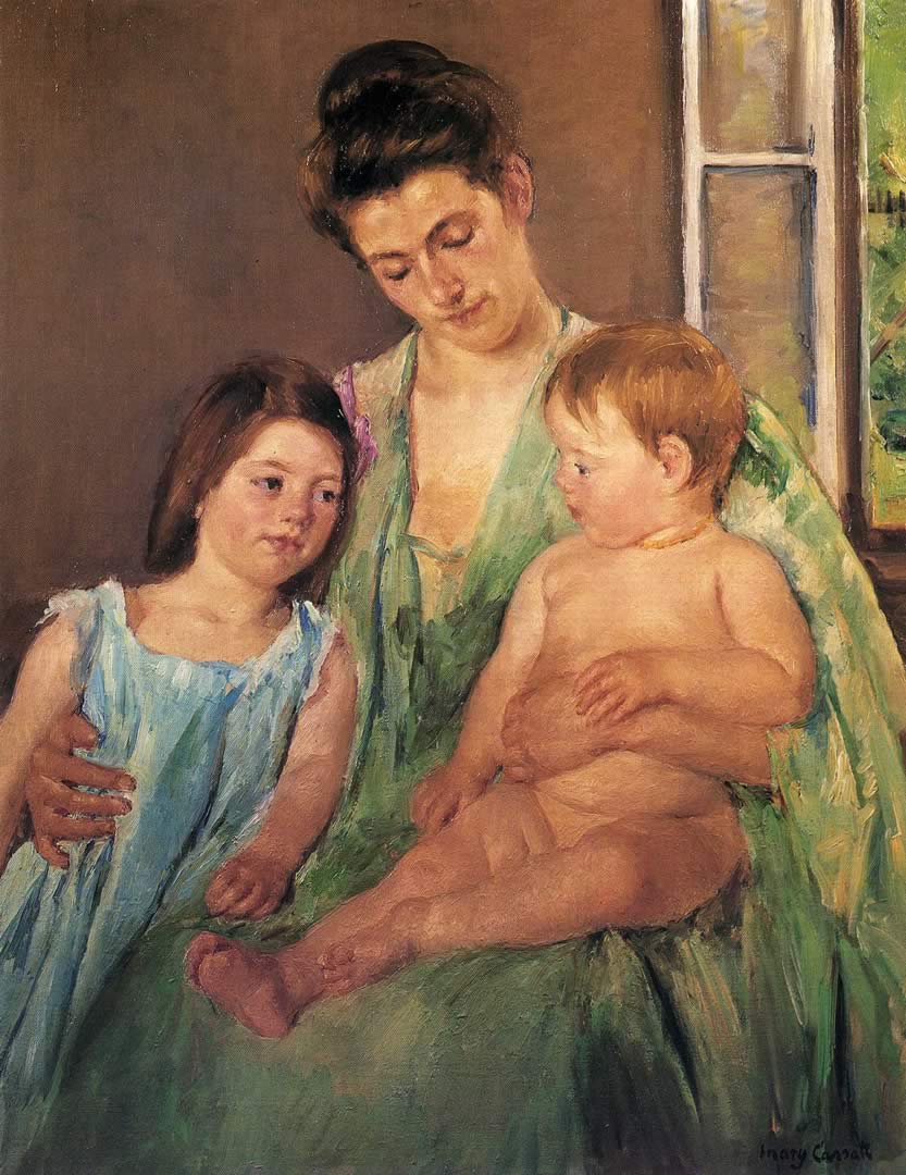 Young Mother And Two Children Cassatt Wallpaper Image