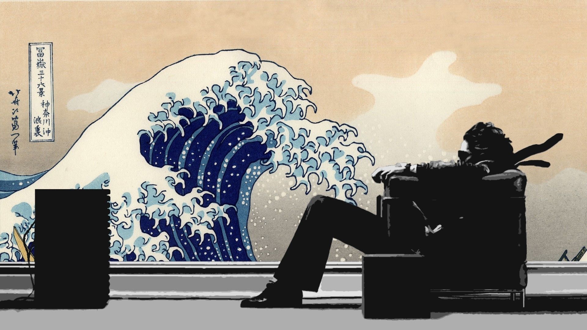 music waves men japanese chairs artwork maxell the great wave off