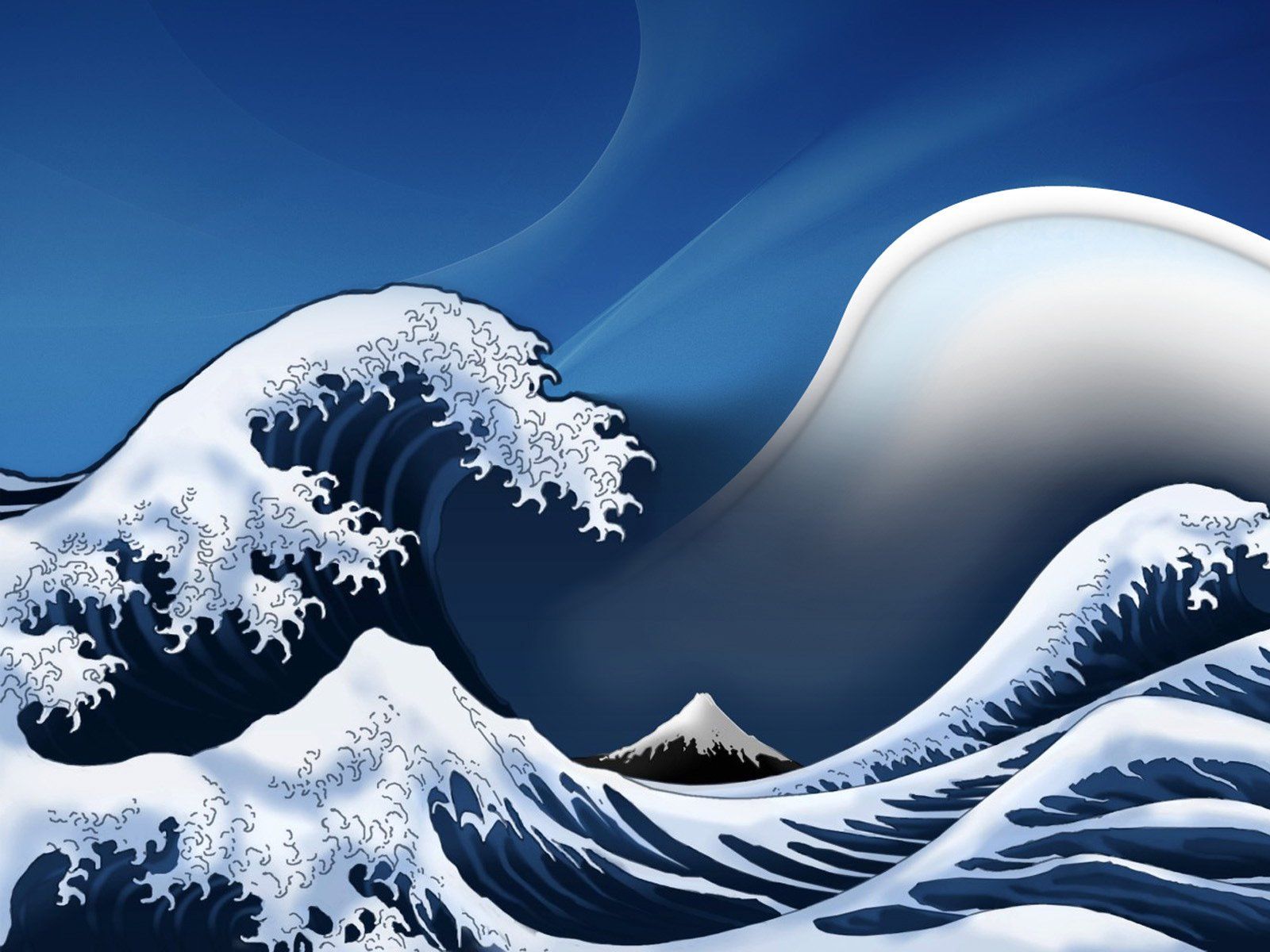 Waves digital art The Great Wave off Kanagawa wallpaper
