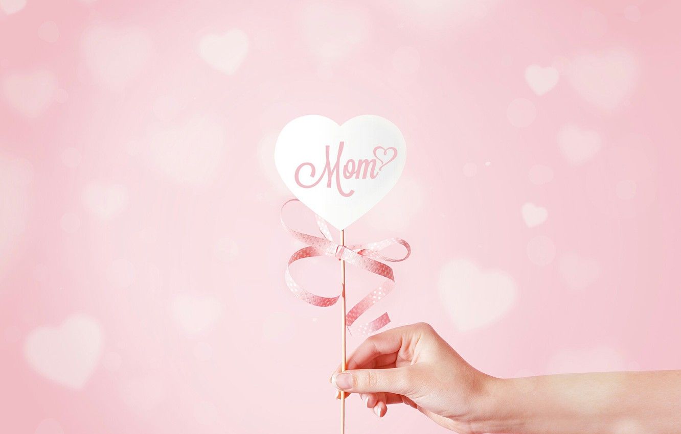 Wallpaper heart, hand, hearts, ribbon, mother's day image for desktop, section праздники