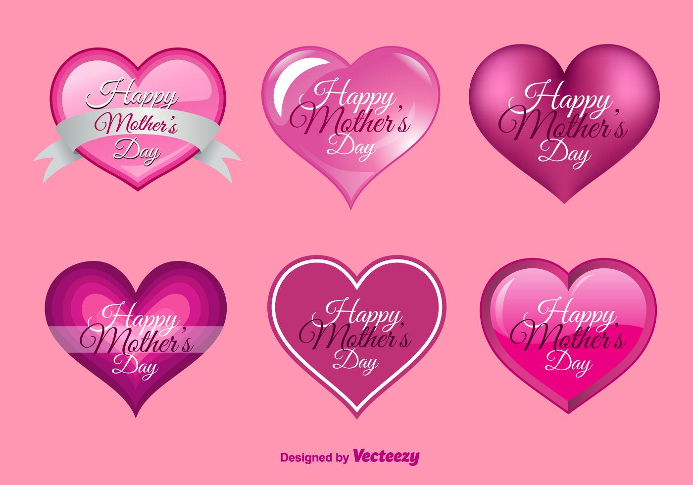 Happy Mother's Day Hearts Free Vectors, Clipart
