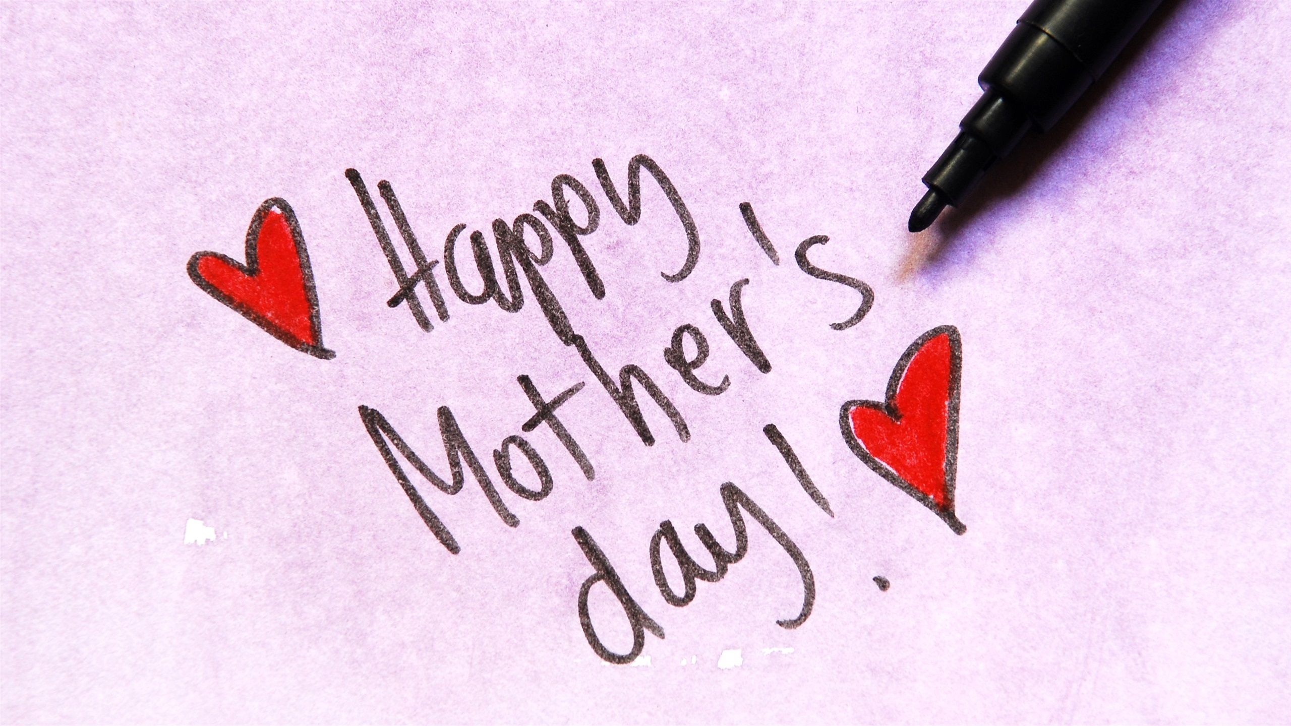 Wallpaper Happy Mother's Day, pen, love hearts 2560x1440 QHD