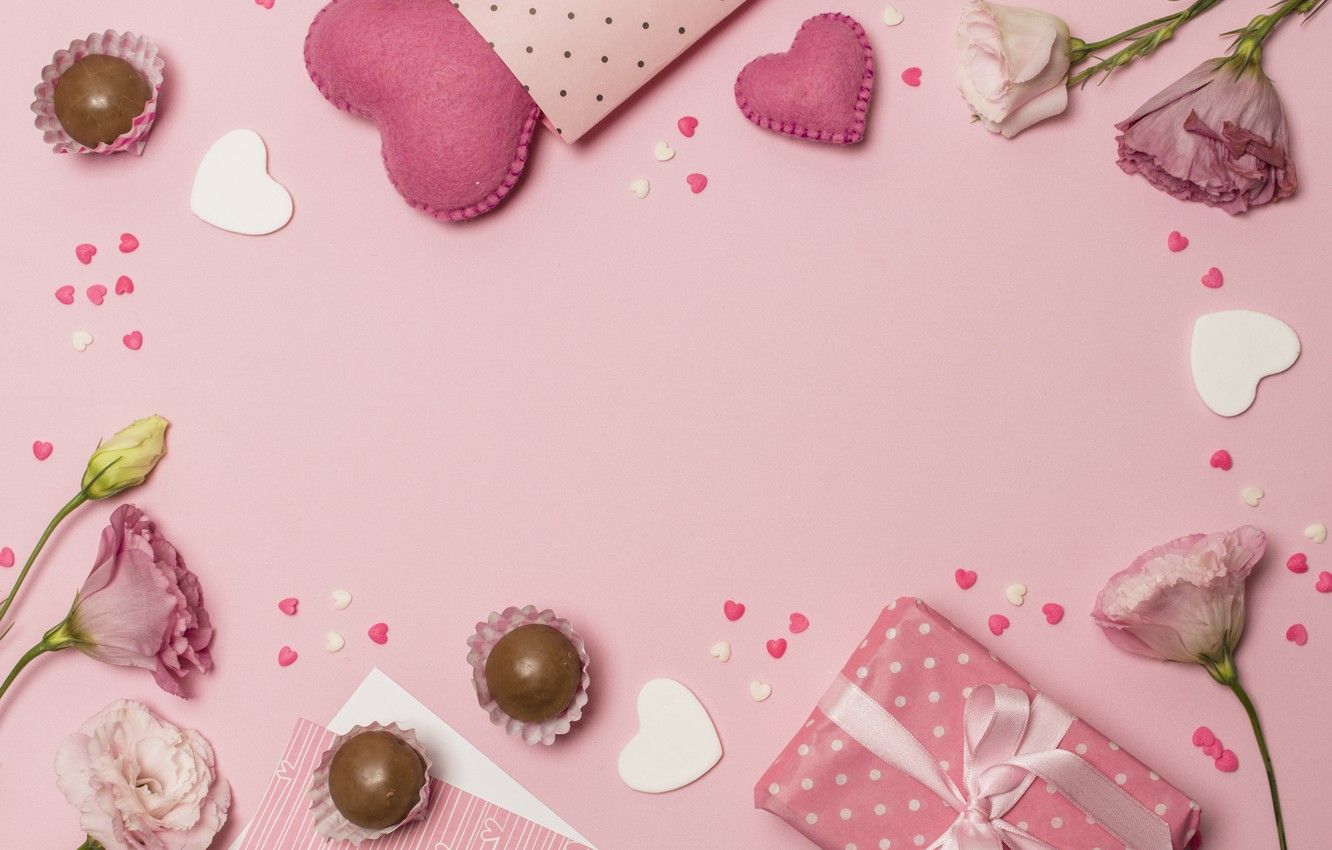 Wallpaper holiday, gift, background, hearts, pink, Mother's Day