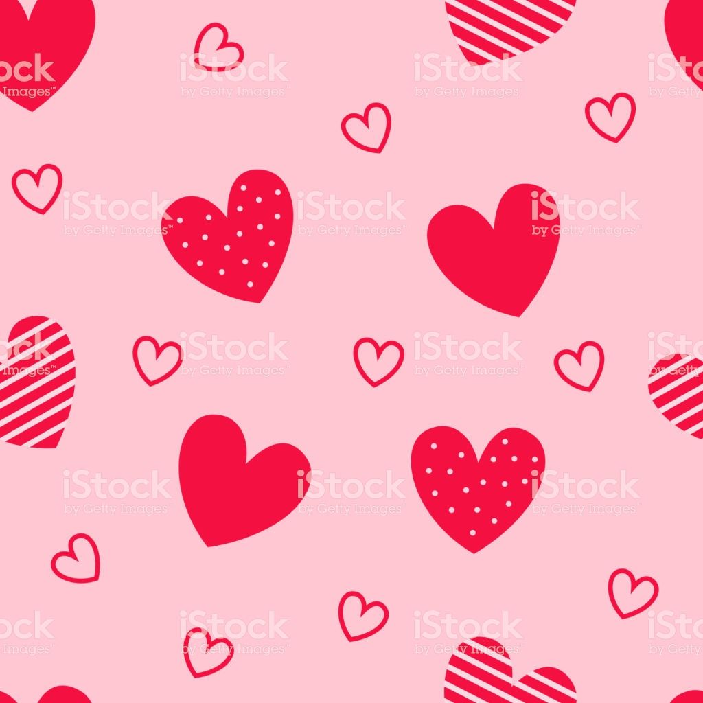 Seamless Pattern Of Red Hearts Pink Background Wallpaper