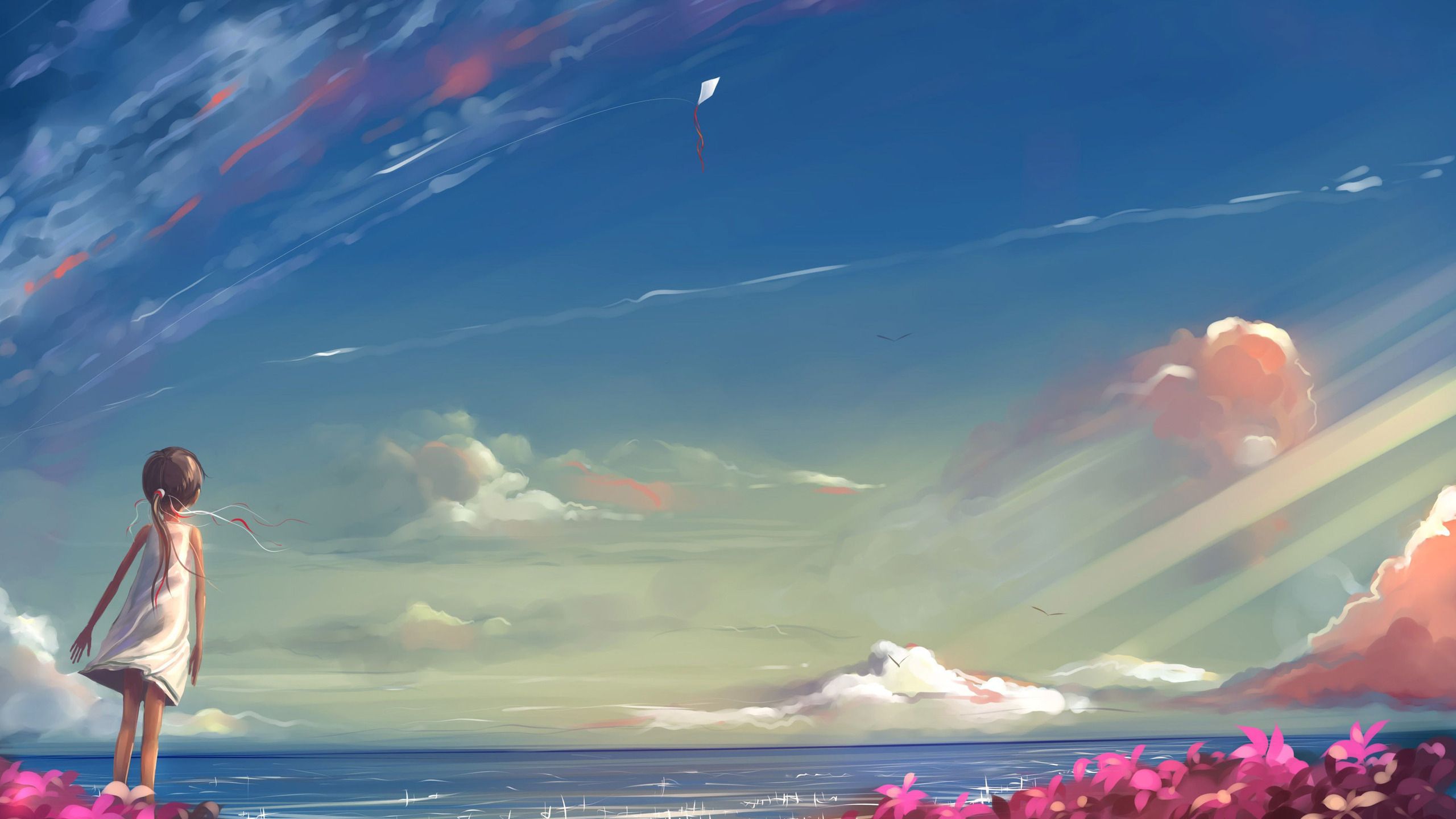 Anime Girl Looking At Sky, HD Anime, 4k Wallpaper, Image