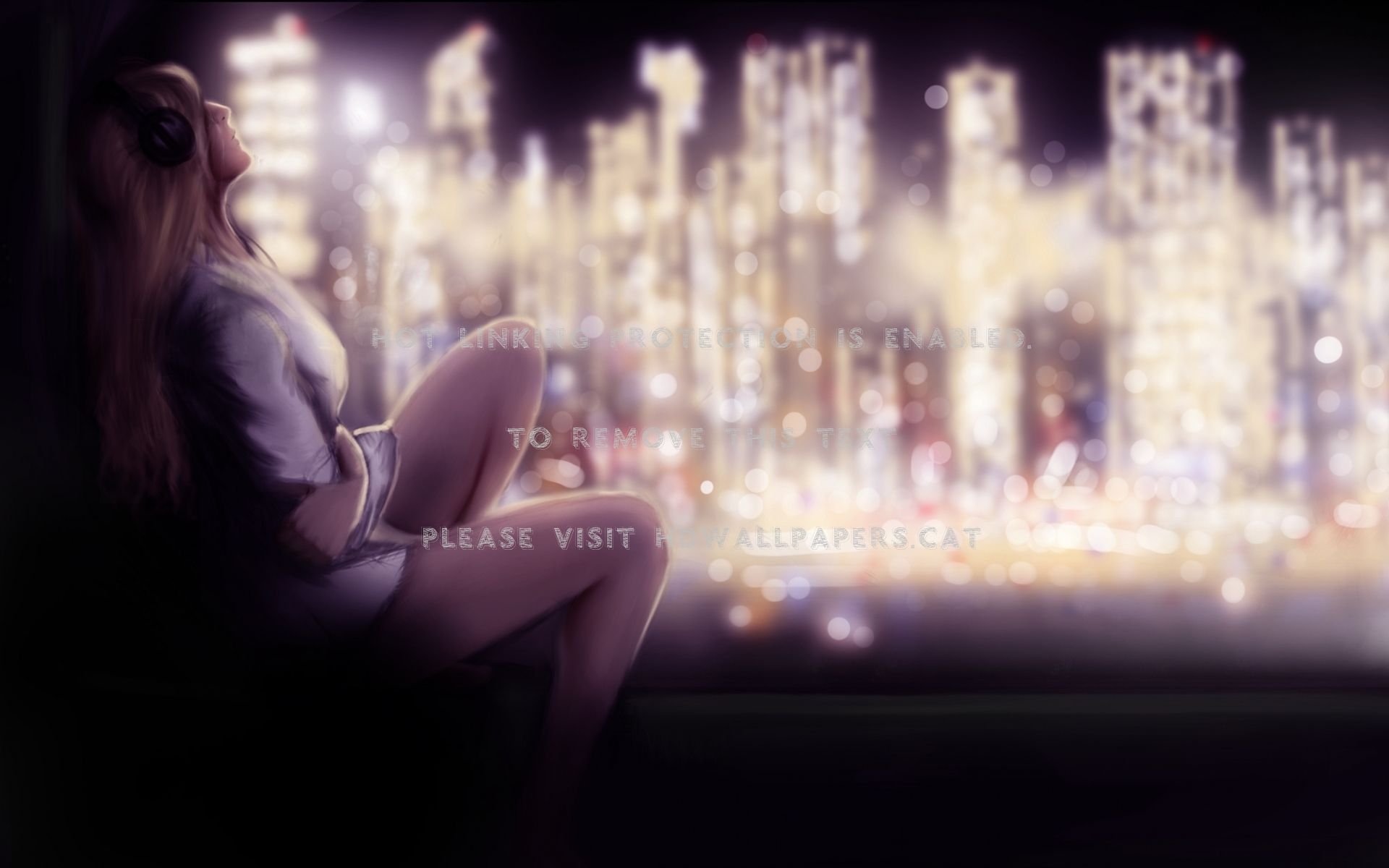 Crying Girl Sad City Anime Night Lights Alone Girl