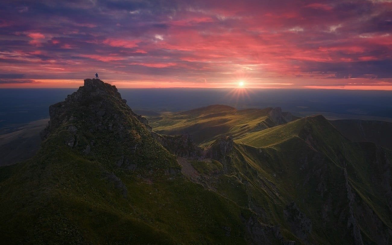 Sunset, landscape, nature, horizon, sunset HD wallpaper