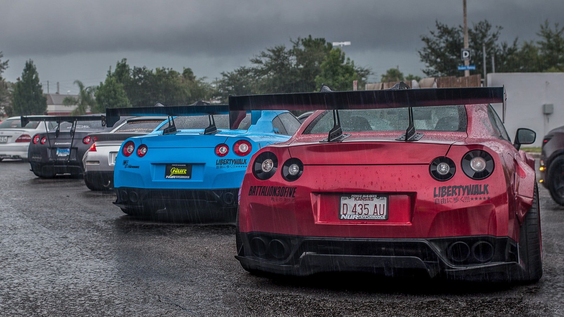 Red Car, Nissan GT R R Nissan, Japanese Cars, Rain HD Wallpaper