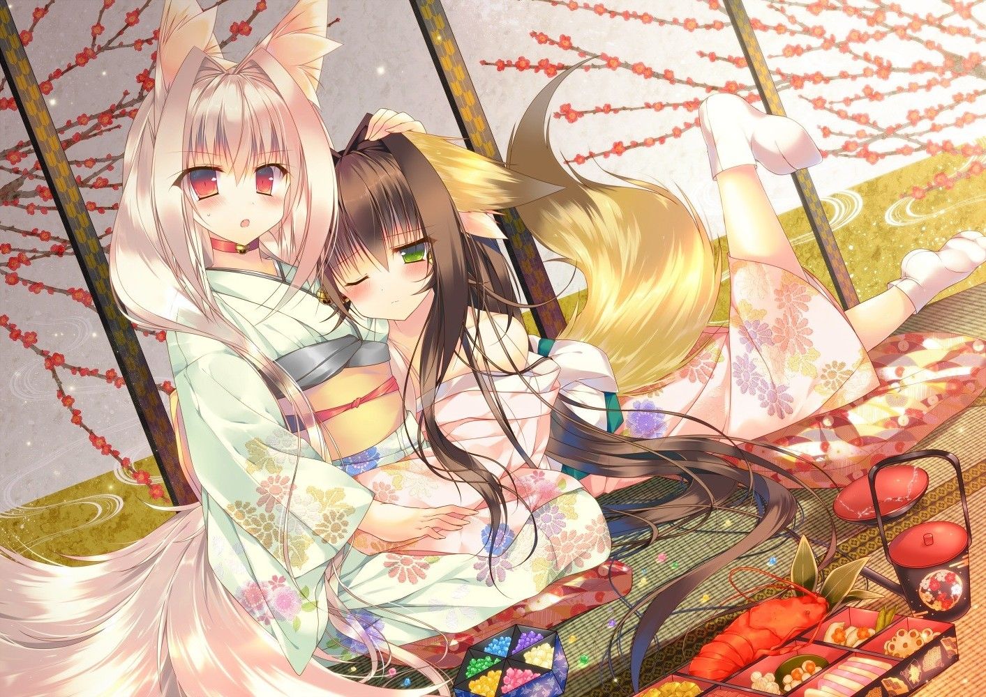 anime, Anime Girls, Kimono, Kitsunemimi, Original Characters, Fox Girl Wallpaper HD / Desktop and Mobile Background