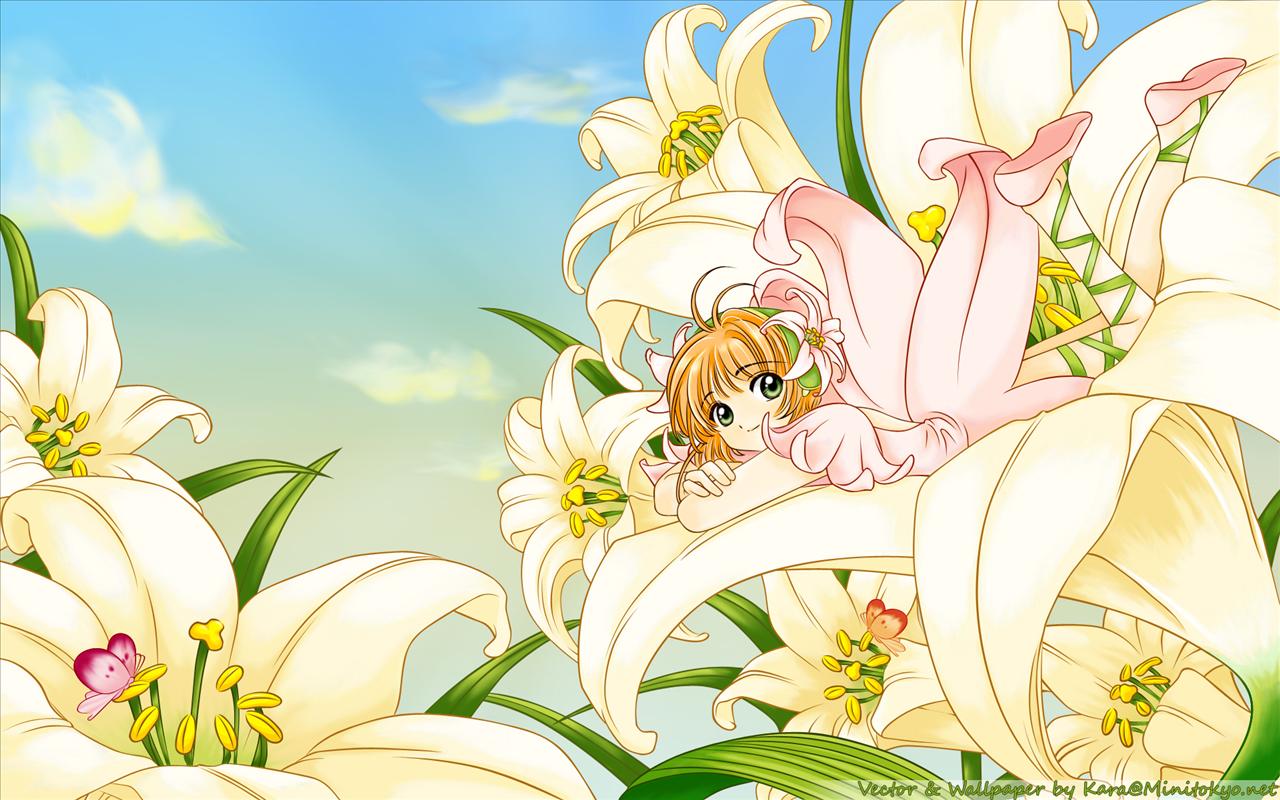 Anime Girl with Flowers Desktop Wallpaper - Anime Wallpaper 4K