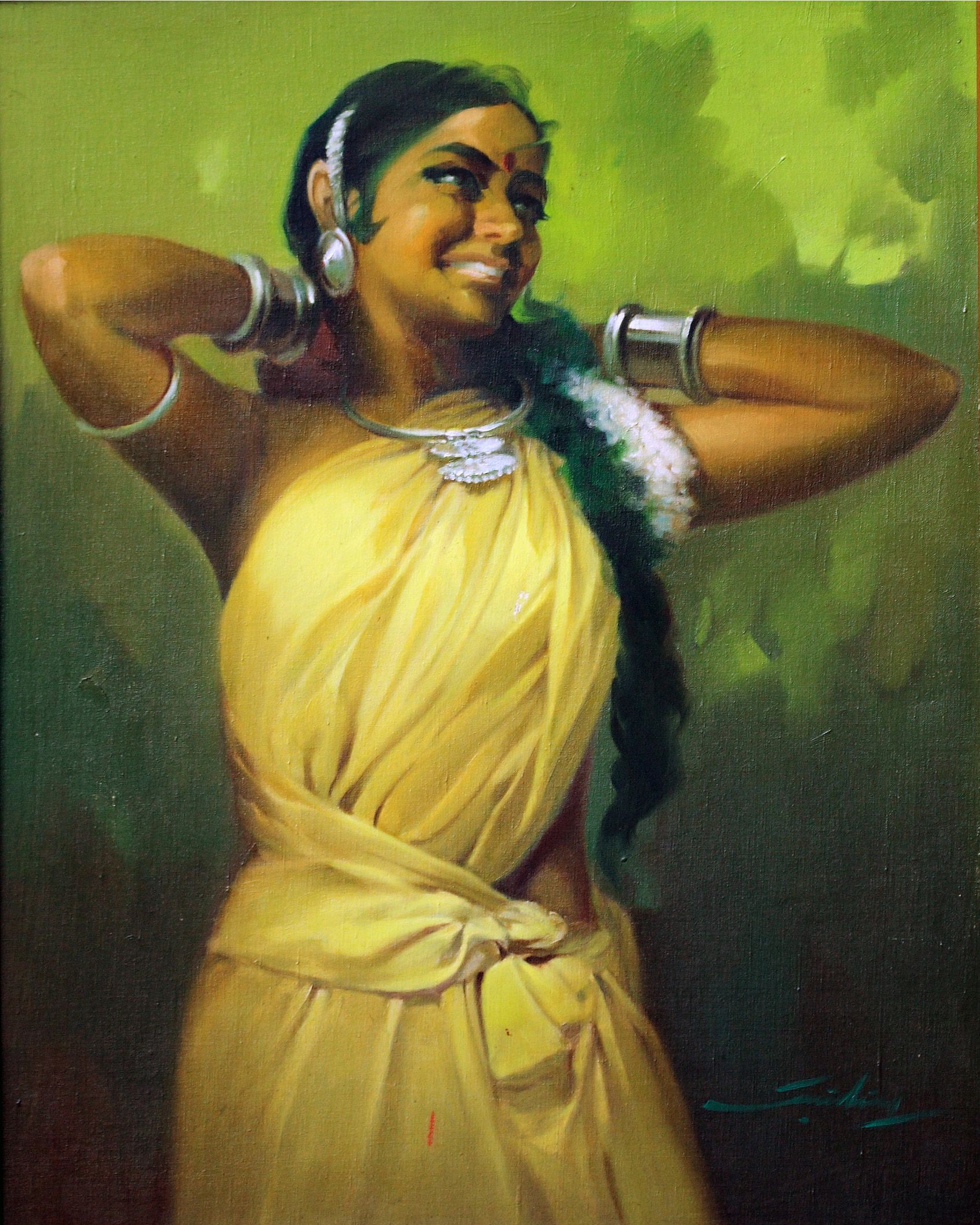 Sneha belle Oil on canvas by John WilkinsIndian artist