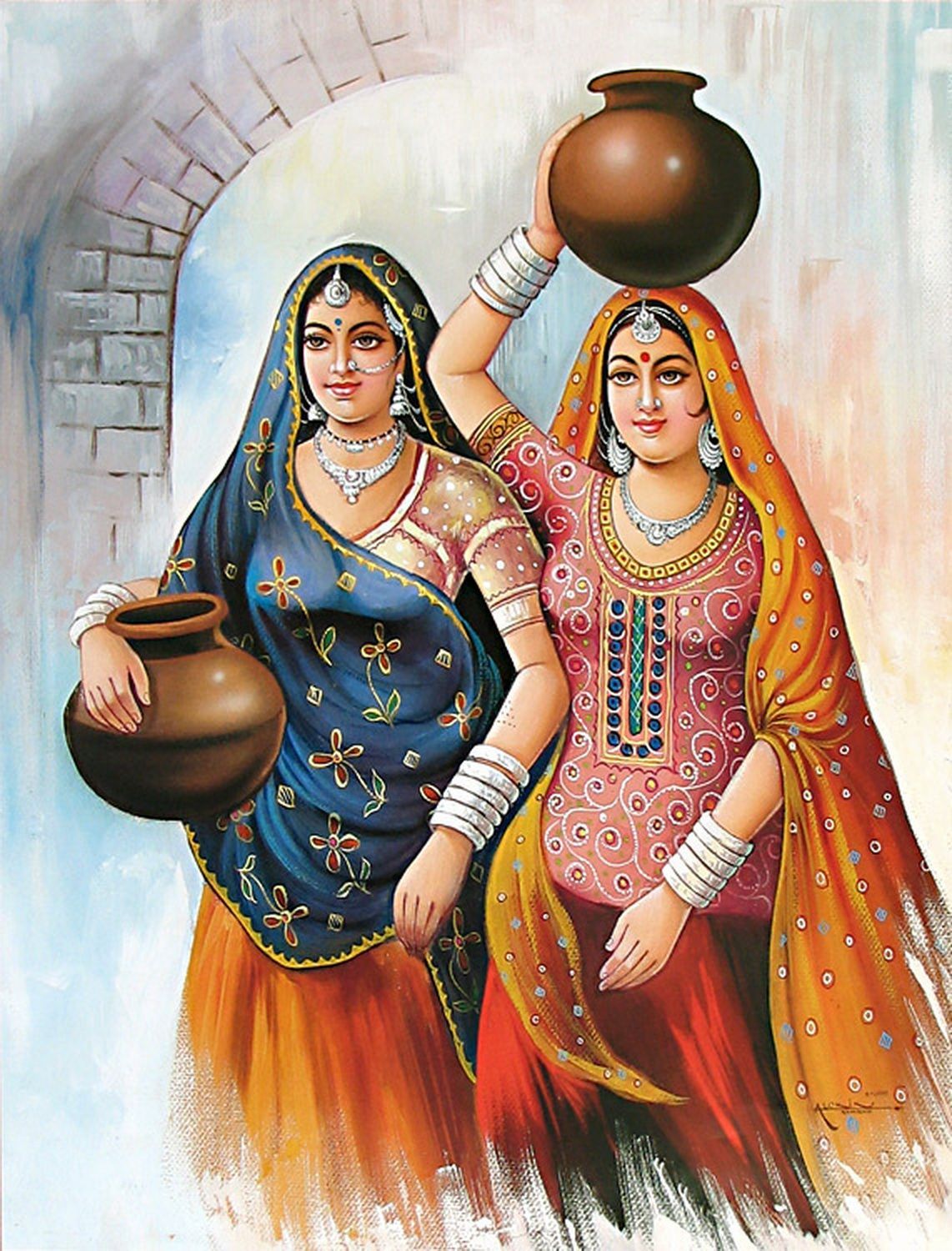 indian-women-oil-painting-wallpapers-wallpaper-cave