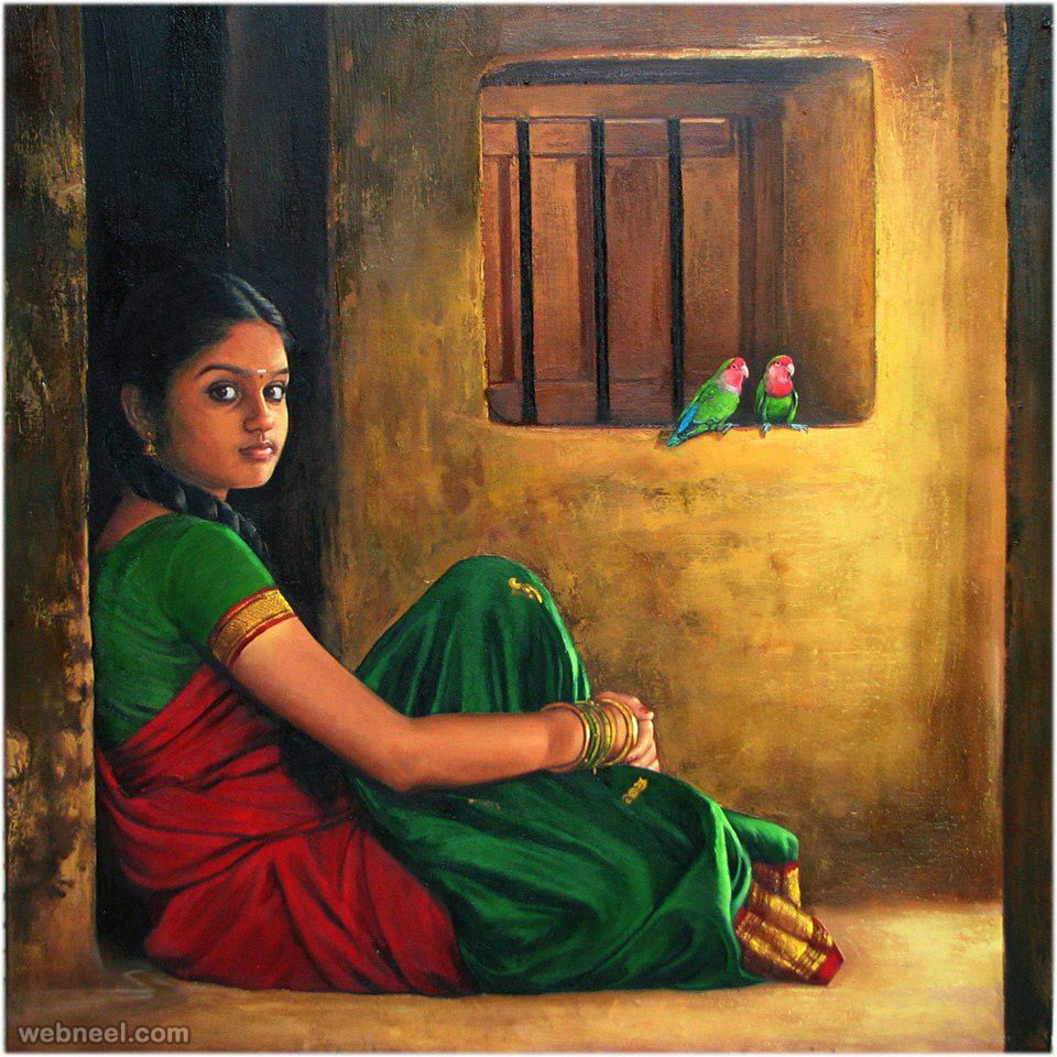 Beautiful Rural Indian Women Paintings