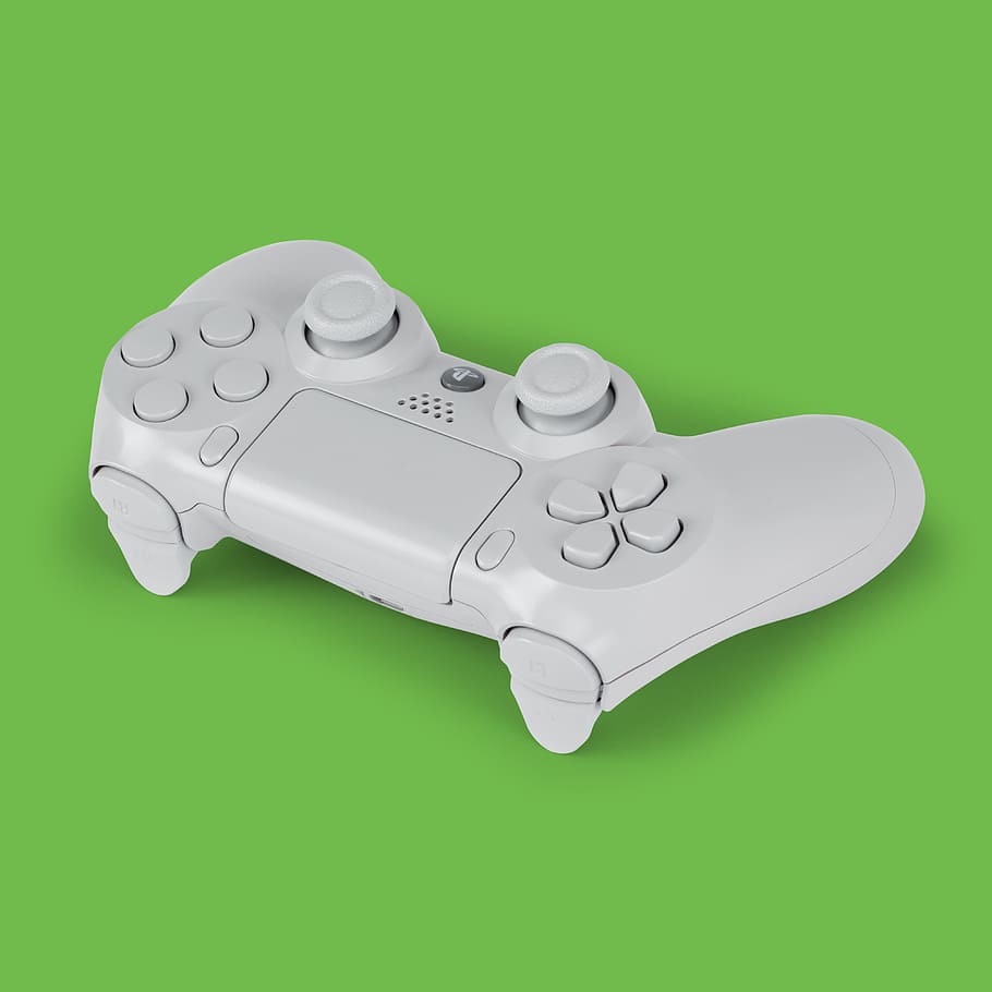 HD wallpaper: white Sony PS4 controller, video gaming, green, playstation, monochrome