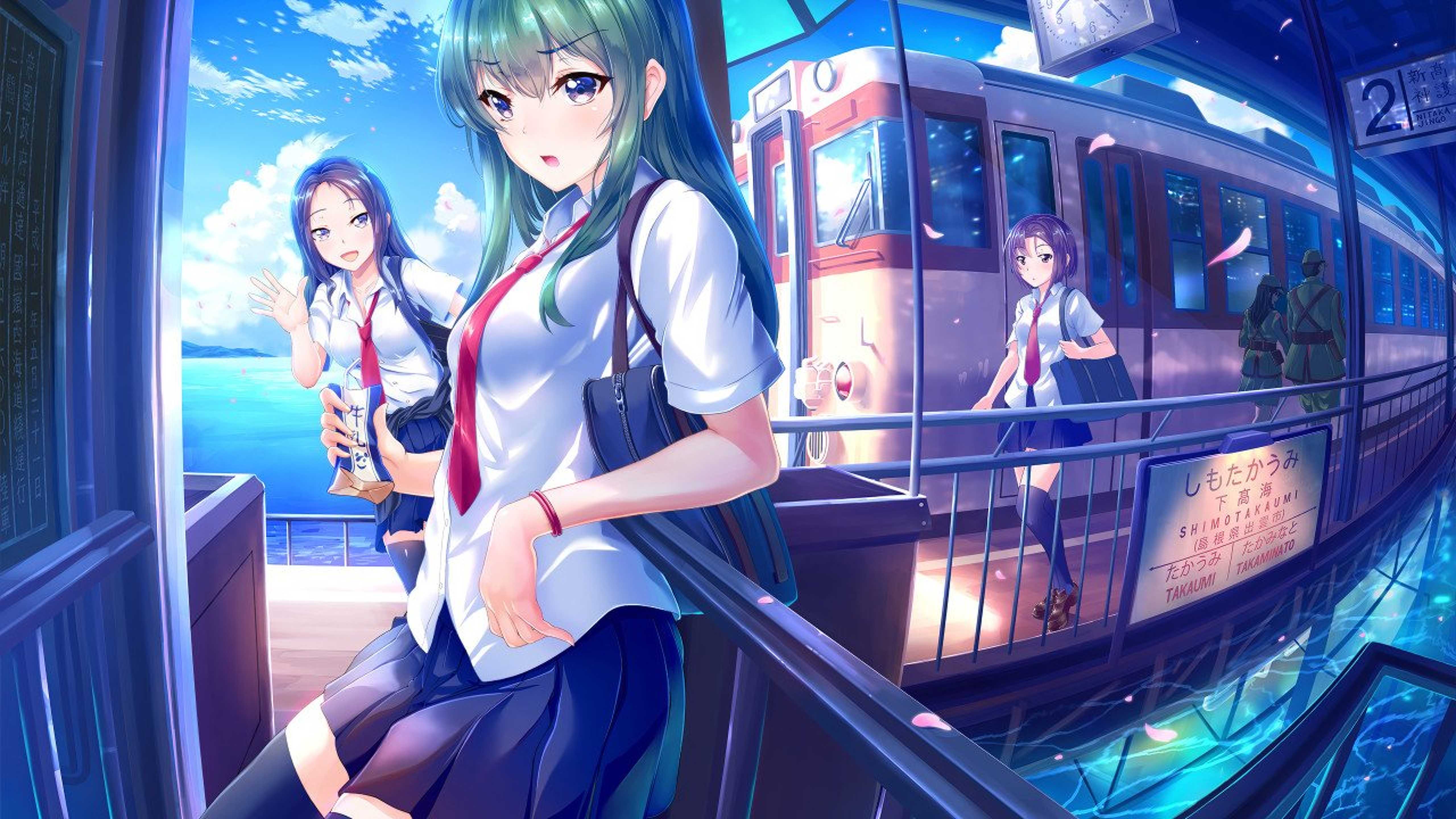 Subway Girls Anime 4K HD Wallpaper (5120x2880)
