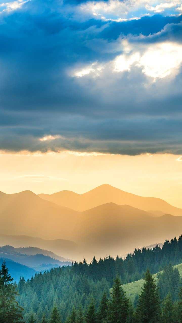 Landscape Mountains Sunbeam Nature 5K HD Wallpaper (720x1280)