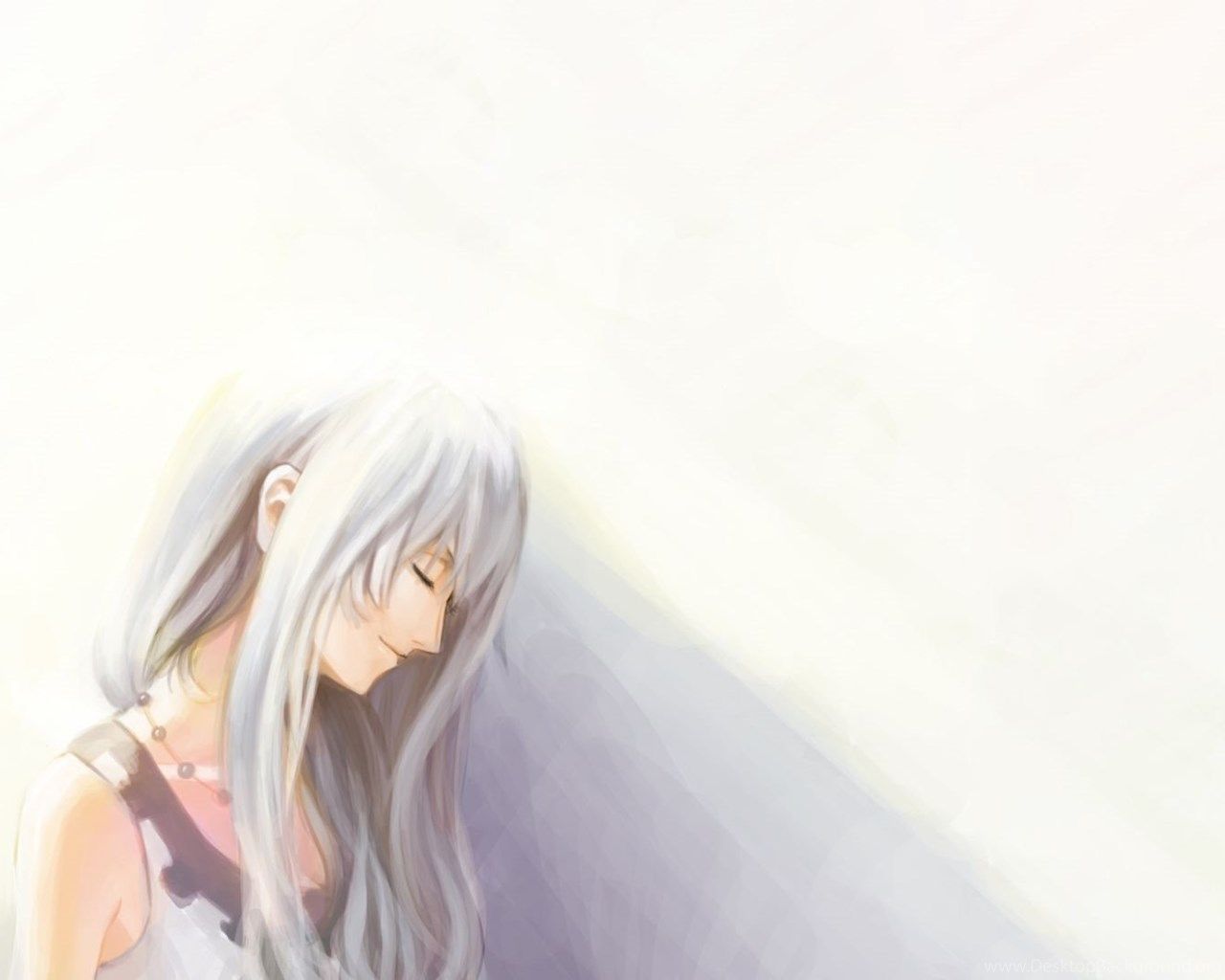 White Anime Girl HD Wallpaper Desktop Background