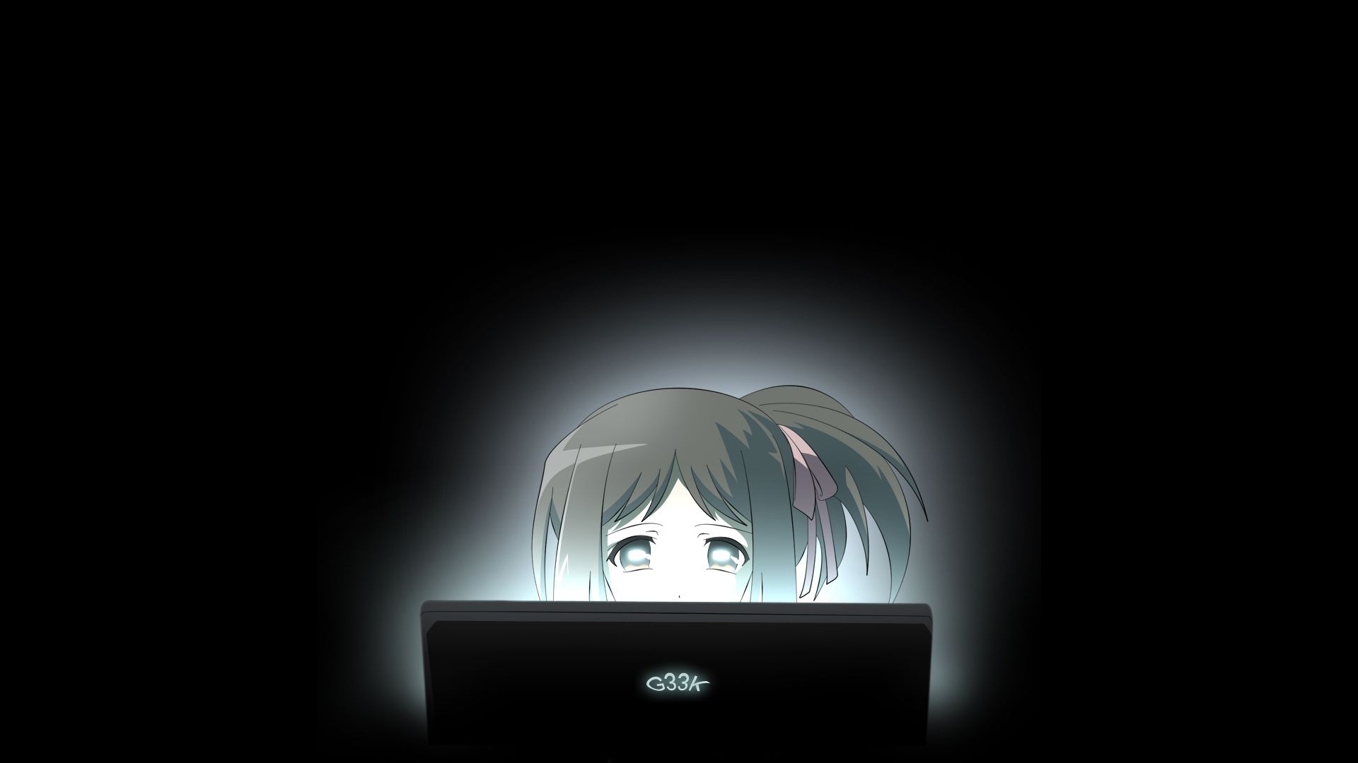 anime computer geek girl