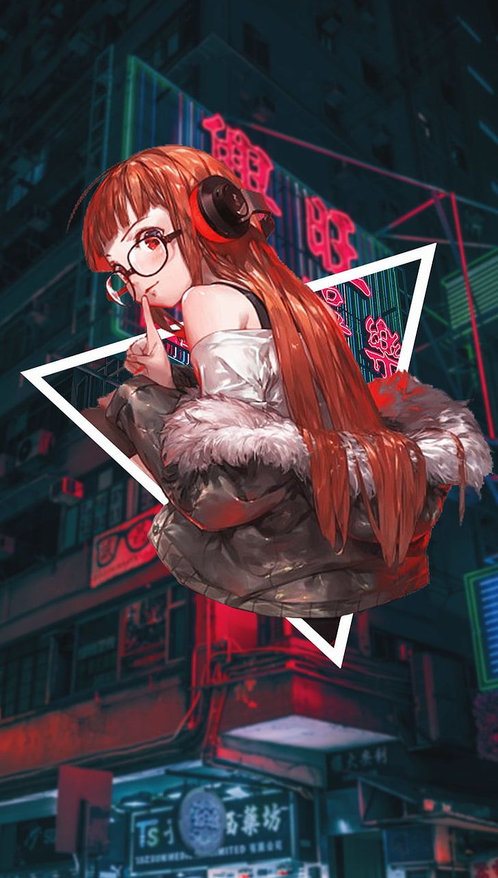 HD Wallpaper: Anime, Anime Girls, Picture In Picture, Neon, Persona Persona Series