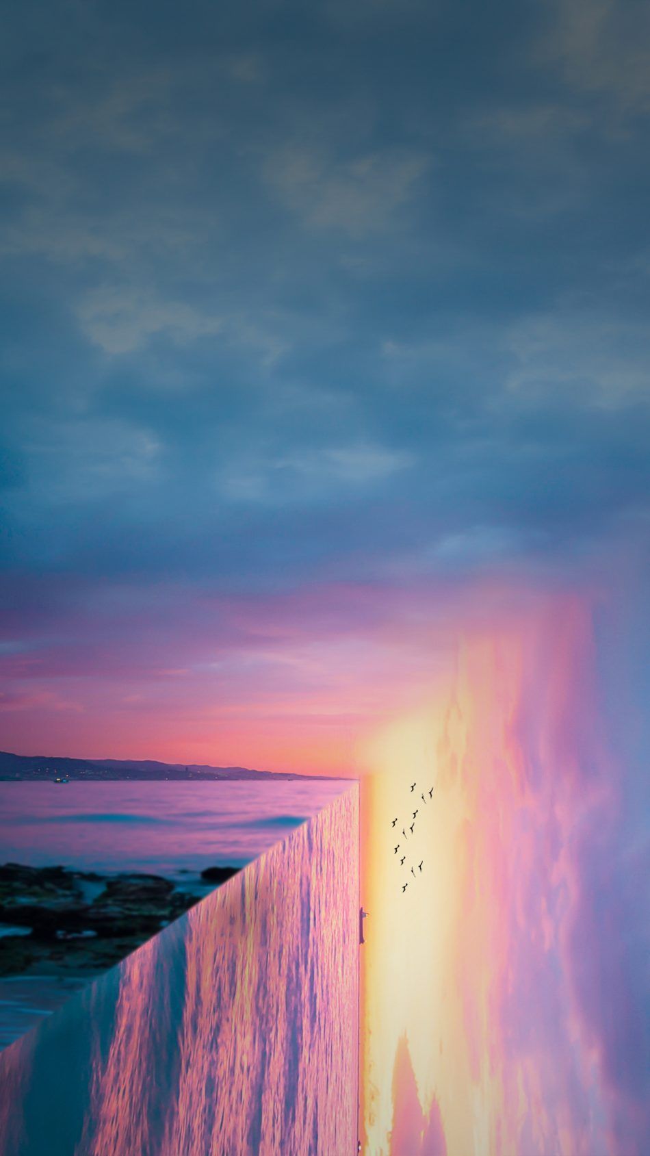 Sunset Sea Reflection Art 4K Ultra HD Mobile Wallpaper. #art #graphics