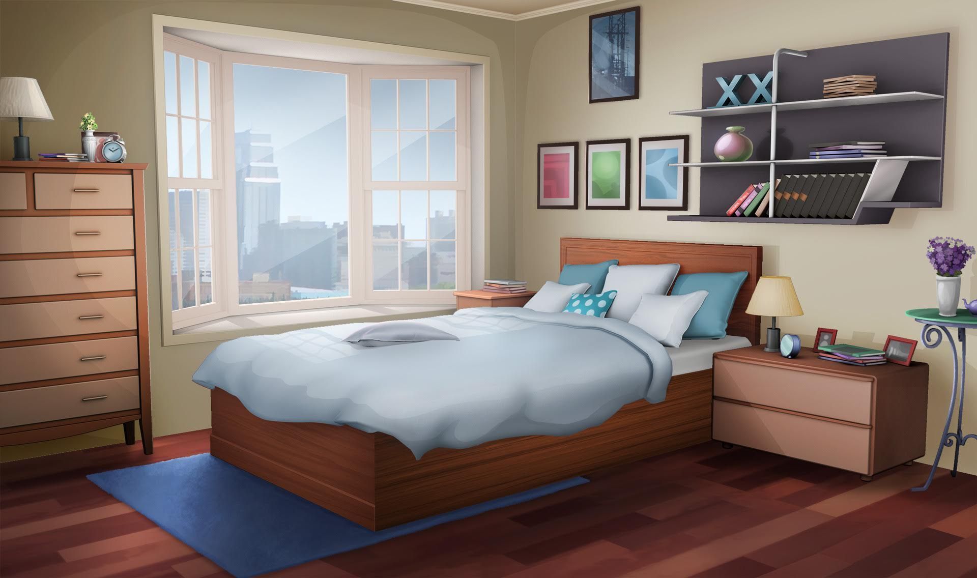 Anime Bedroom Background Day. Design de quarto, Desenho de quarto