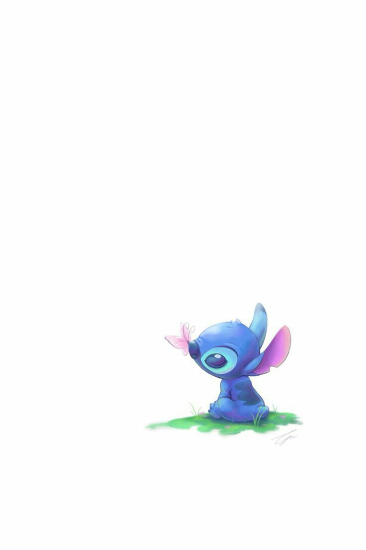 Stitch with a butterfly on his nose. Cute wallpaper for ipad