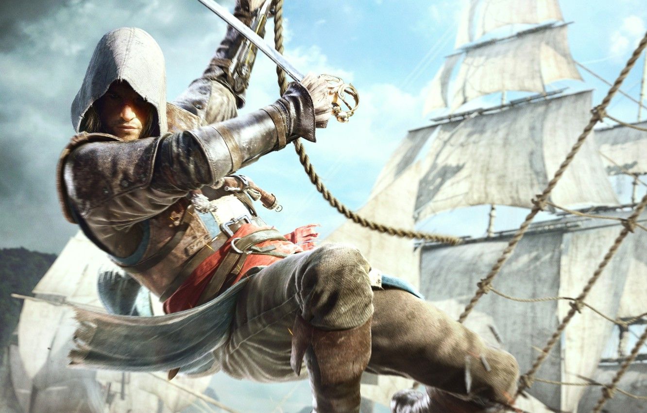 Wallpaper ships, pirate, Edward Kenway, Assassin's Creed IV Black Flag image for desktop, section игры