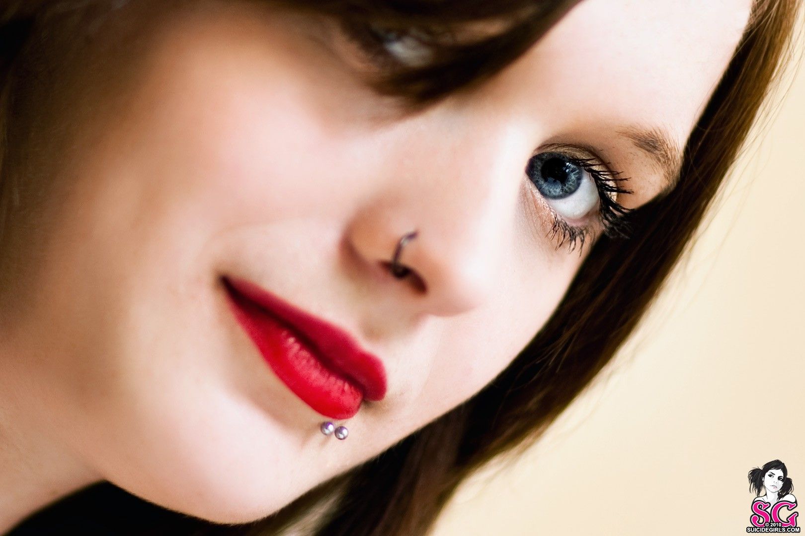 Free download Suicide Girls Red Lipstick Piercing Blue Eyes