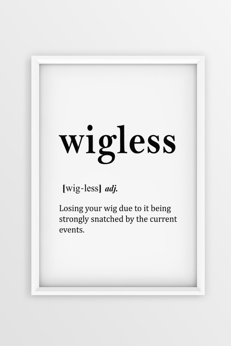 Wigless Word Definition Art Print Printable. Funny Word