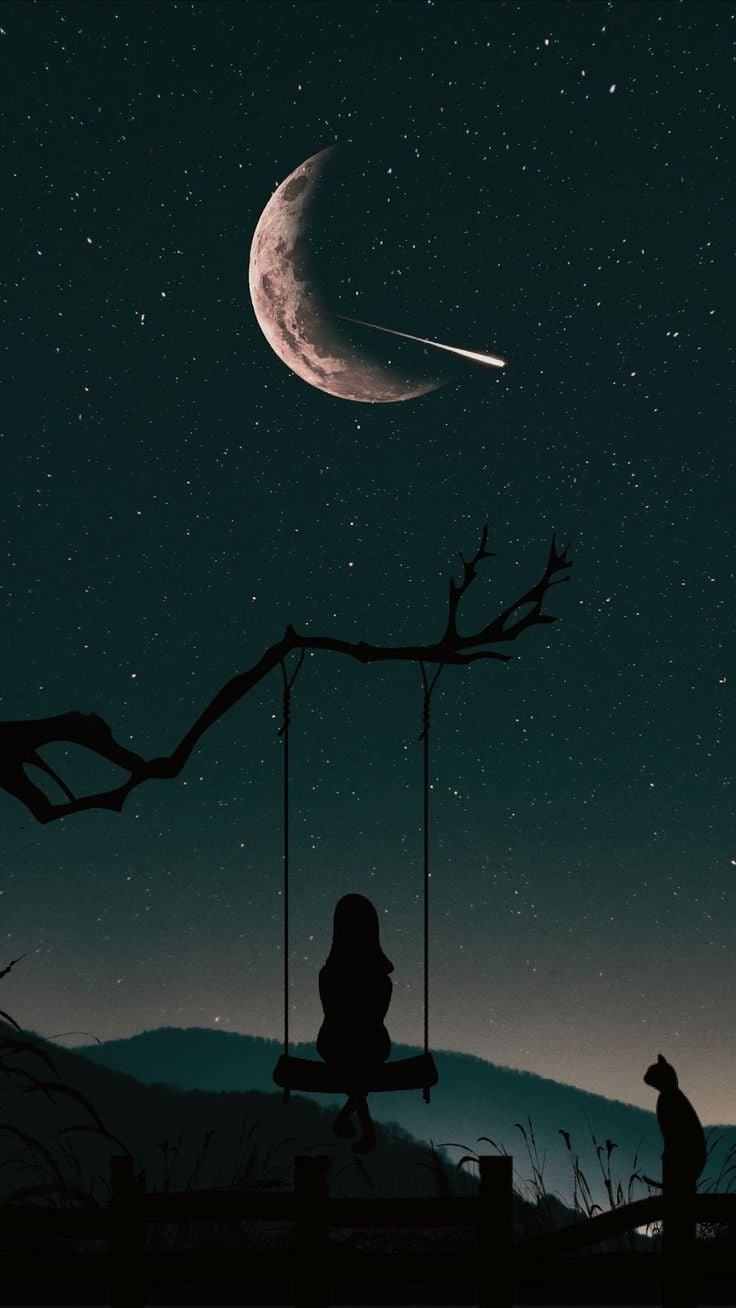 Lonely in the night sky #wa. - # Lonely #himmel #Lonely. Blog Lonely in the night sk. Night sky wallpaper, Anime scenery wallpaper, Scenery wallpaper