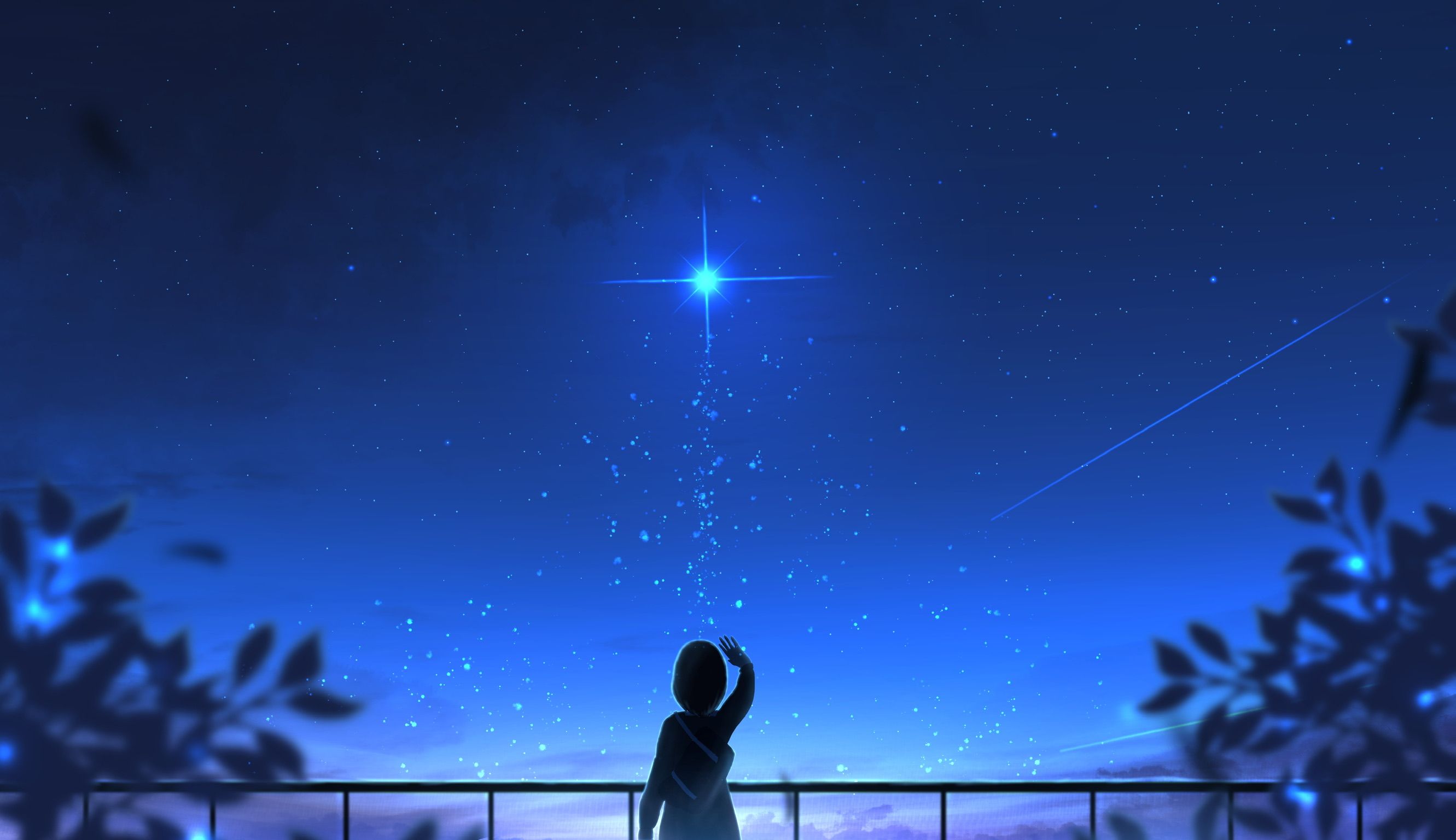 iPhone Anime Girl Night Sky Wallpaper