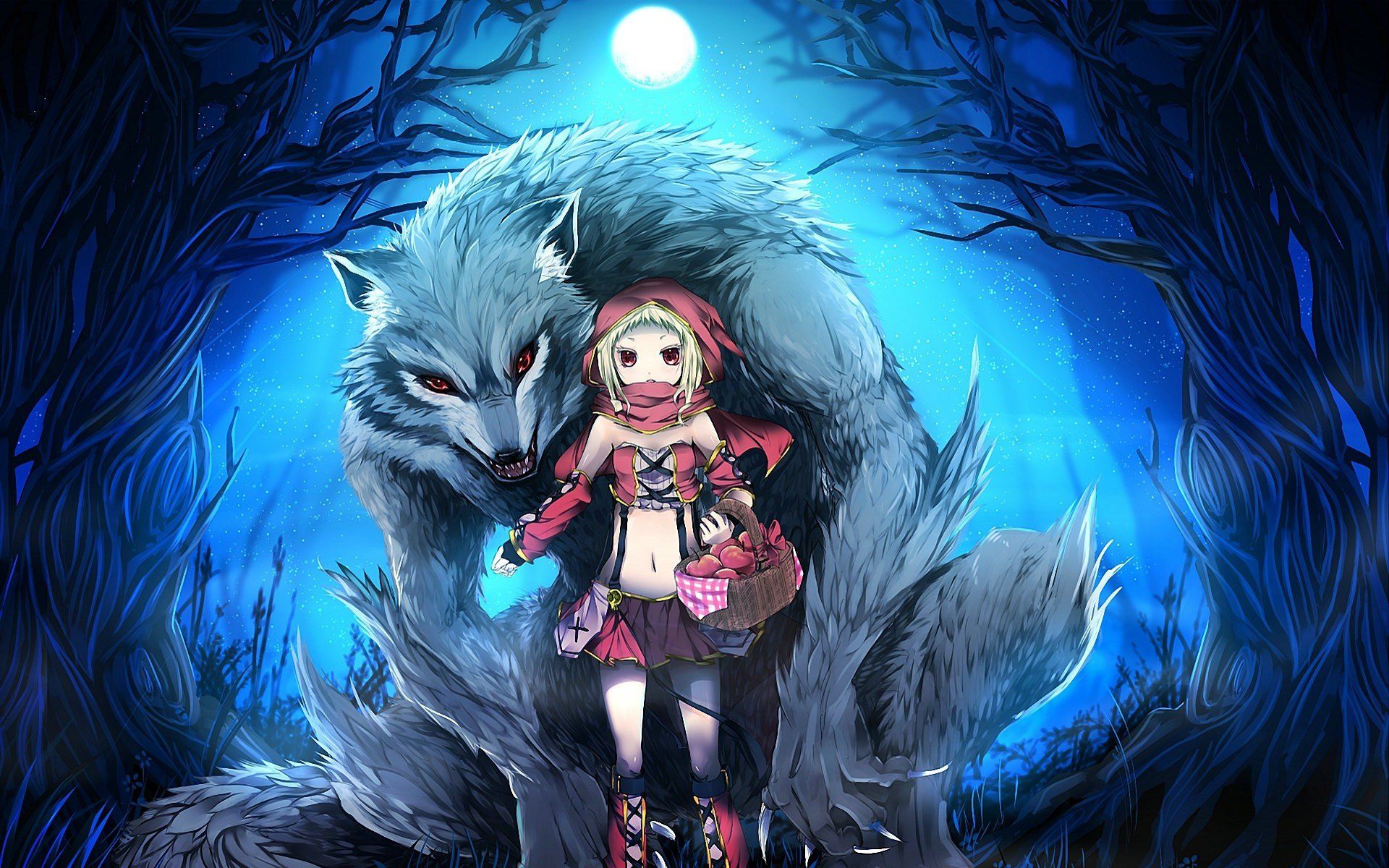 anime girls, Anime, Werewolves, Little Red Riding Hood Wallpaper