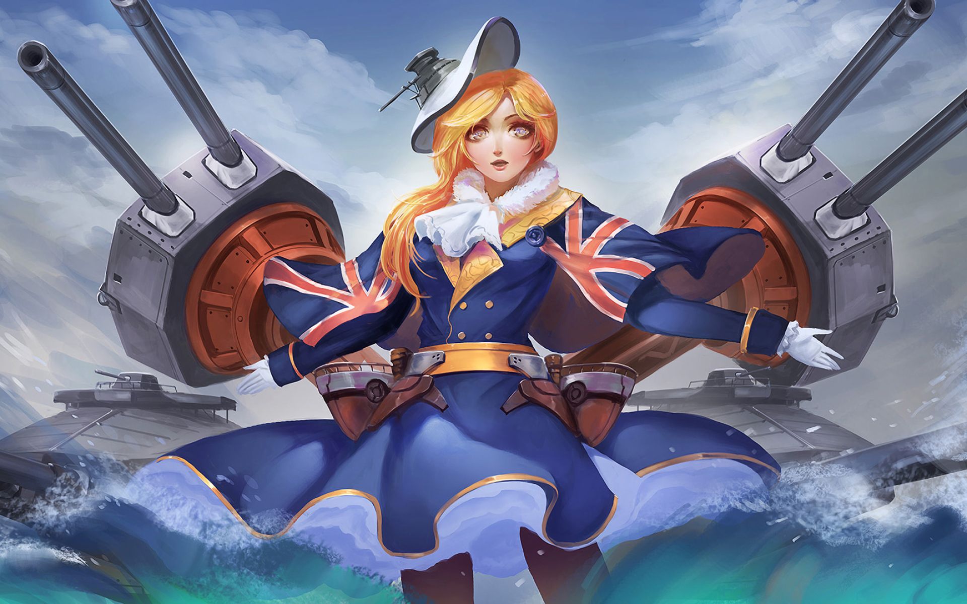 Download wallpaper Hood, manga, anime characters, Azur Lane