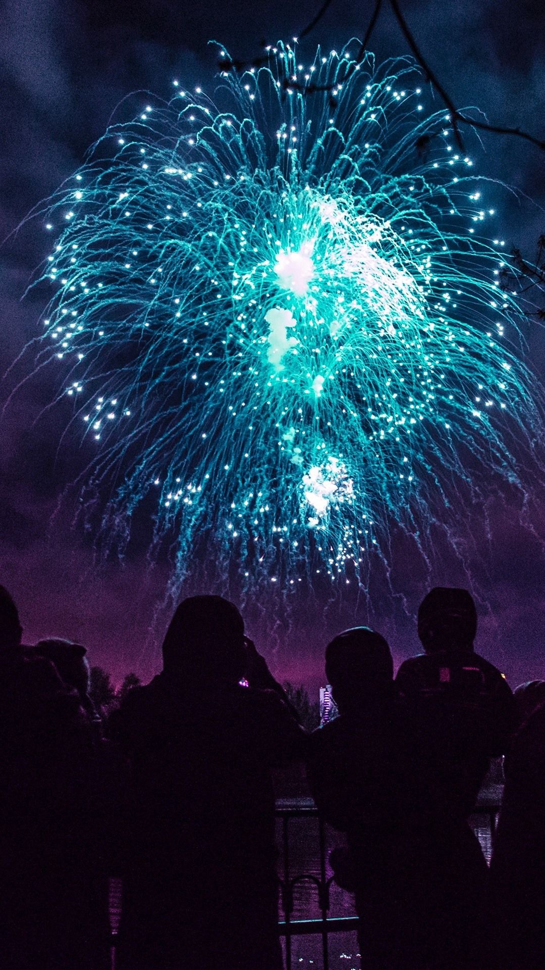 Wallpaper Night, blue fireworks, people, holiday 2880x1800 HD