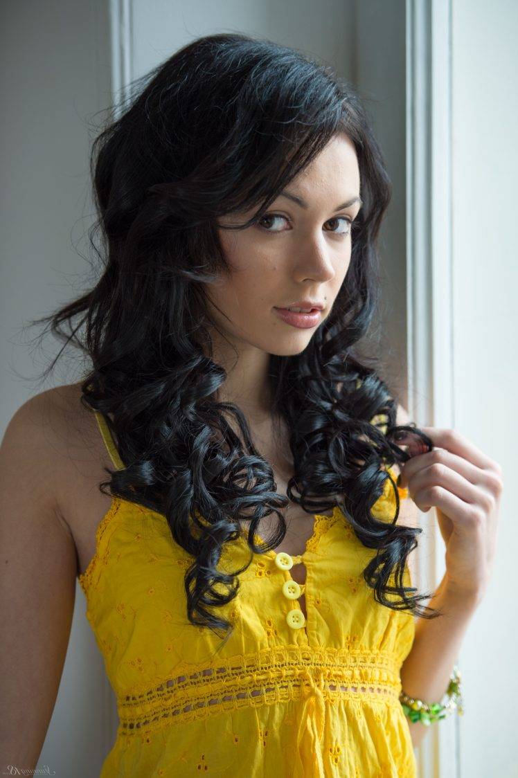 women, Model, Long Hair, Vanessa, Curly Hair, Bare Shoulders, Open