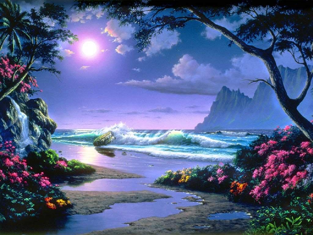 Painting Tropical Night Wallpaper