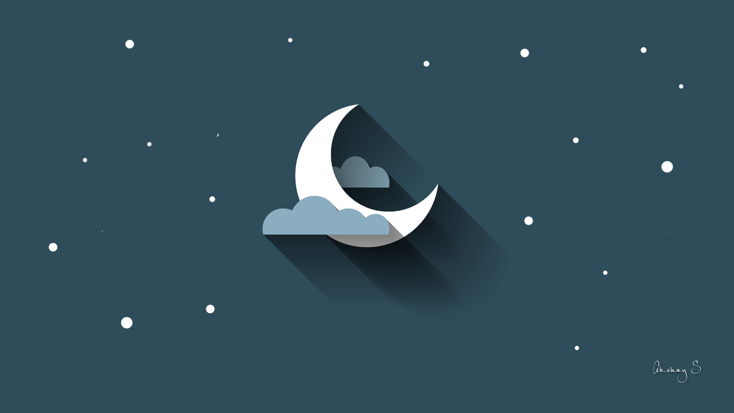 Crescent moon illustration, Flatdesign, digital art, minimalism HD