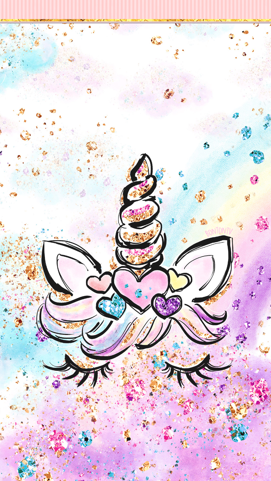 Phone Wallpaper HD Cute Unicorn Glitter Art BonTon TV