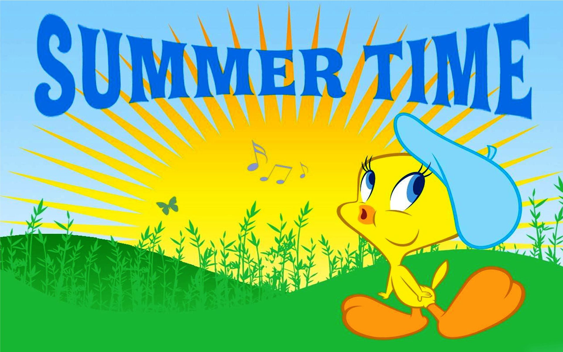 Cartoons Tweety Bird Summer Times Looney Tunes HD Wallpaper