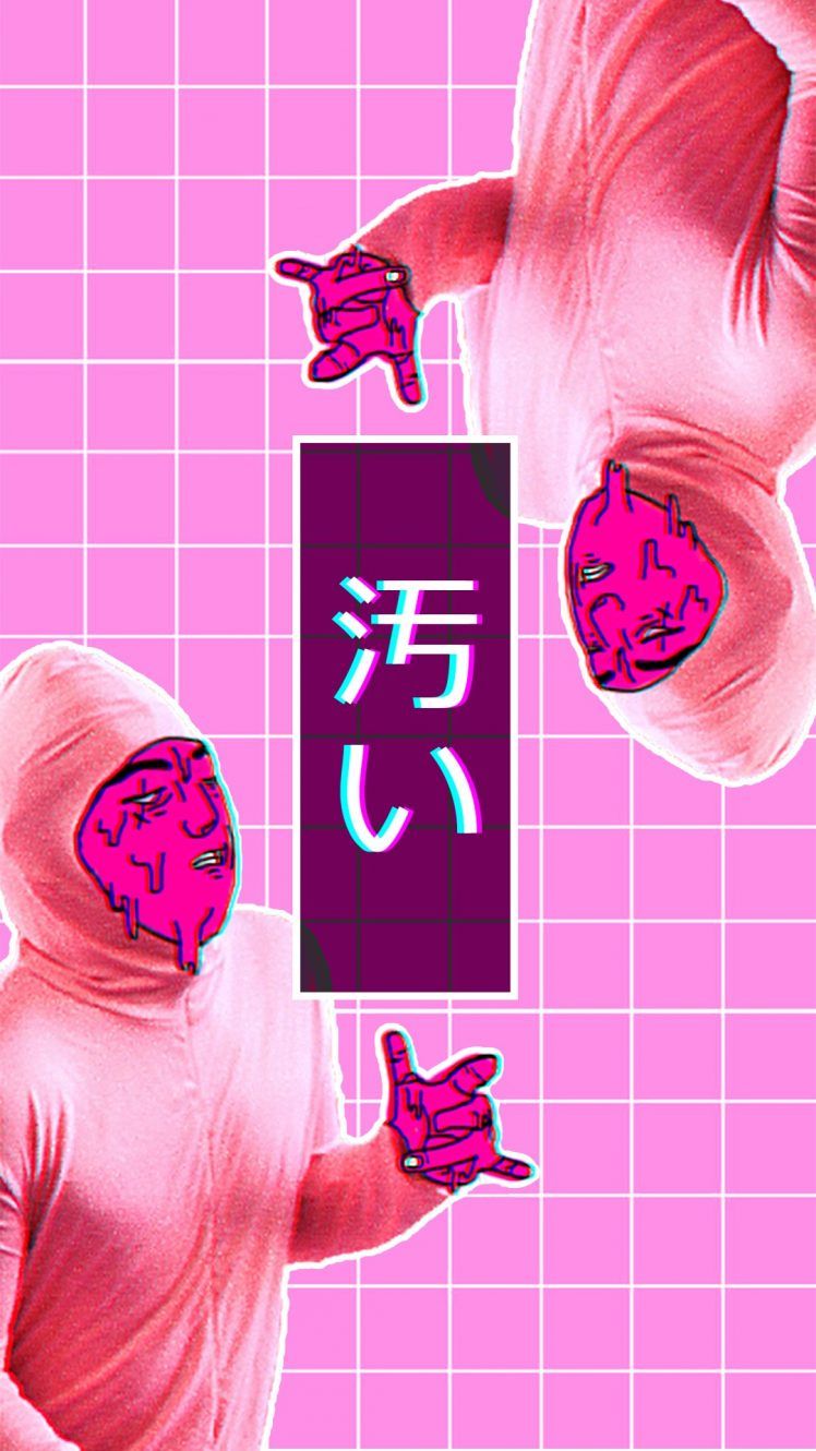 pink guy, Chromatic aberration, Digital art, Vaporwave, Love